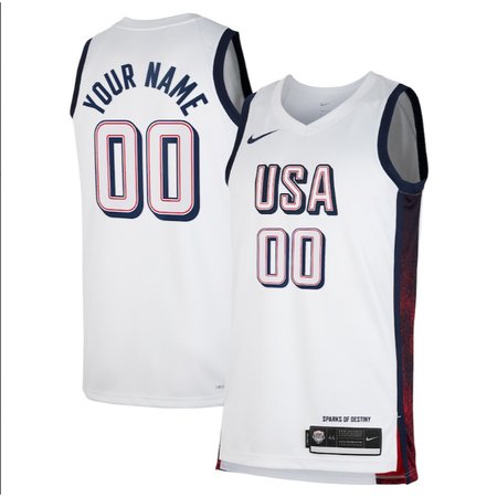 Men's USA Basketball Unisex 2024 Swingman Player Custom Jersey - White.png
